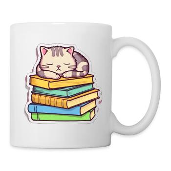 Sleeping Book Cat - Mug - white - Right