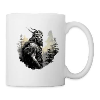 Wikinger schaut in einem Wald in die Ferne - Tasse - Weiß - Rechts
