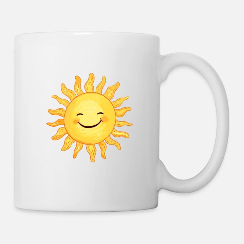 Sonne Lächelnd - Strahlen Der Freude - Tasse - Weiß