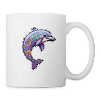 Kawaii Dolphin - Colorful Underwater Journey - Mug - white - Right