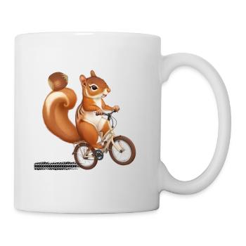 cute squirrel riding a bike - Mug blanc - blanc - Droite