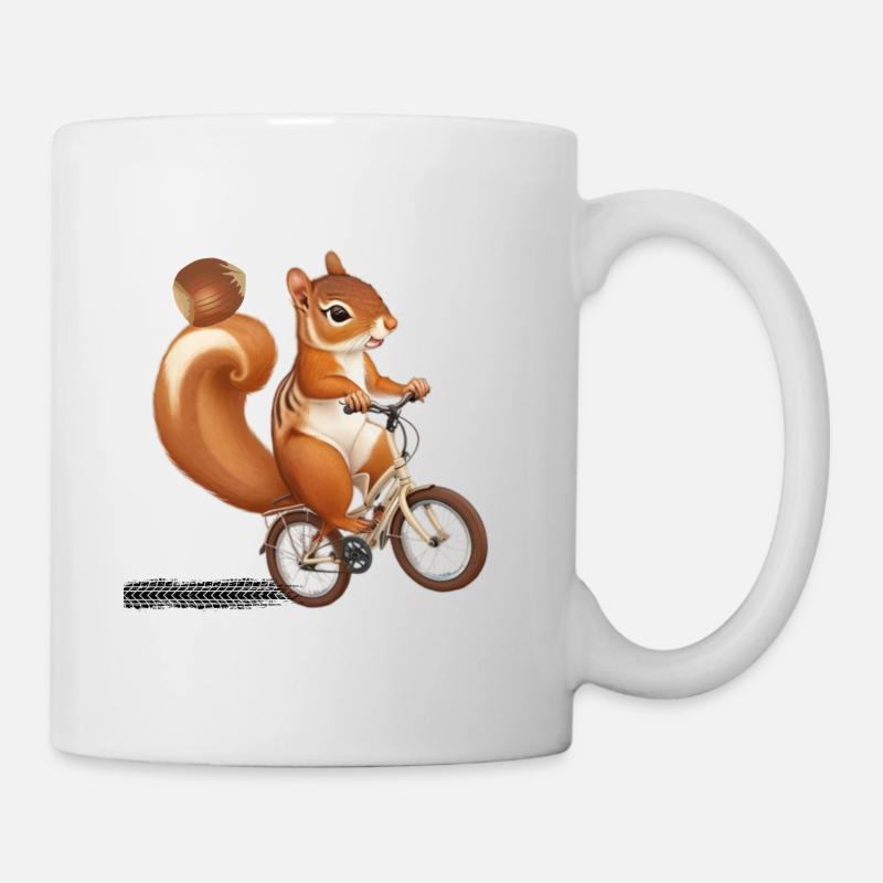 cute squirrel riding a bike - Mug blanc - blanc