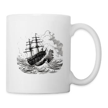Bateau dans les vagues n°2 - Mug blanc - blanc - Droite