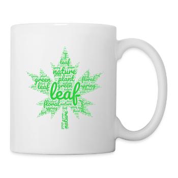 grünes Blatt - Tasse - Weiß - Rechts