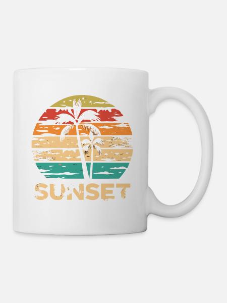 Retro-Sonnenuntergangskunst - Tasse - Weiß