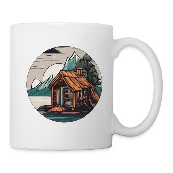 Lakeside House / Cabin / Lake / Mountains / Nature /Forest - Mug - white - Right