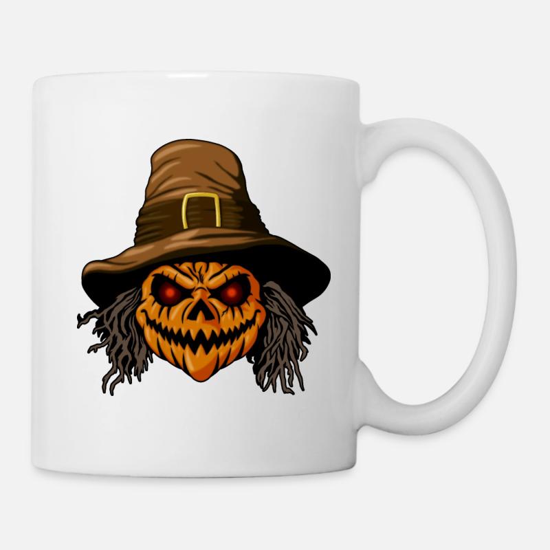 Halloween Kürbis Kopf - Tasse - Weiß