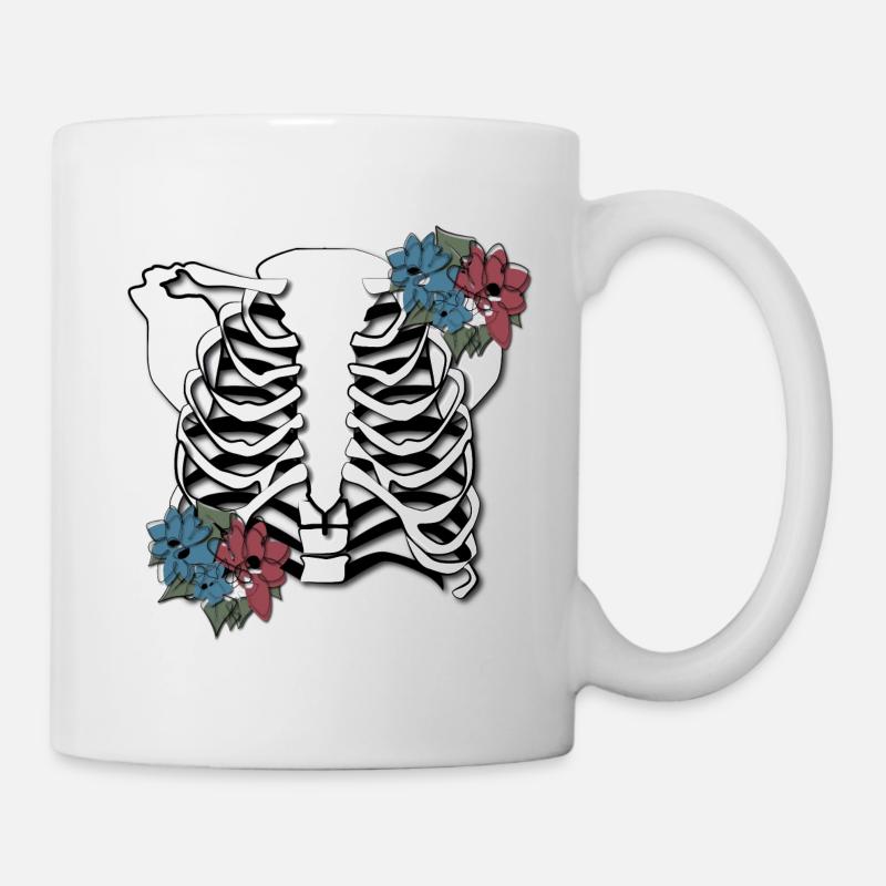 Rippchen mit Blumen - Tasse - Weiß