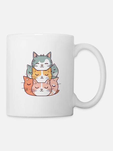 Chat - Style Kawaii - Mug blanc - blanc