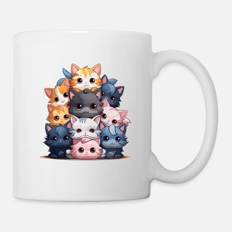 Chat - Style Kawaii - Mug blanc - blanc
