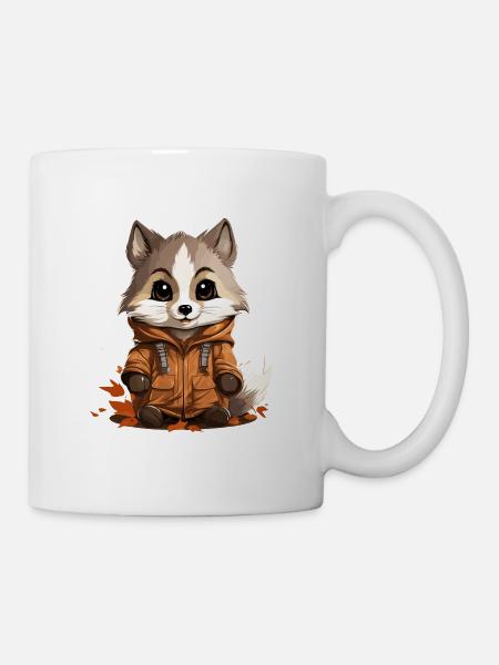 Waschbär - Kawaii Style - Tasse - Weiß