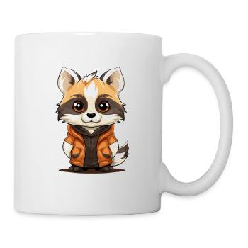 Waschbär - Kawaii Style - Tasse - Weiß - Rechts