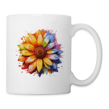 Tournesol arc-en-ciel - Mug blanc - blanc - Droite