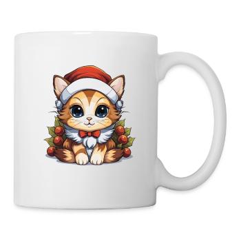 Cat Christmas Design - Kawaii Style - Mug - white - Right
