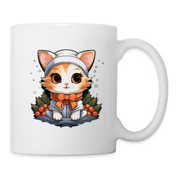 Design de Noël de chat - Style Kawaii - Mug blanc - blanc - Droite