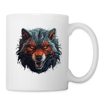 Wolf - Illustration - Tasse - Weiß - Rechts