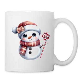 Niedlicher Schneemann mit Lolli - Tasse - Weiß - Rechts