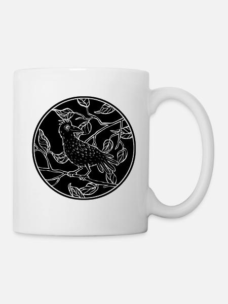Crow in leaf circle - Mug - white