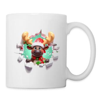 Lustige Weihnachtstasse Design Weihnachtsmann Elch Geschenk - Tasse - Weiß - Rechts
