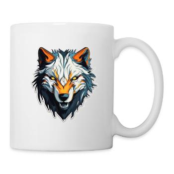 Wolf - Illustration - Tasse - Weiß - Rechts