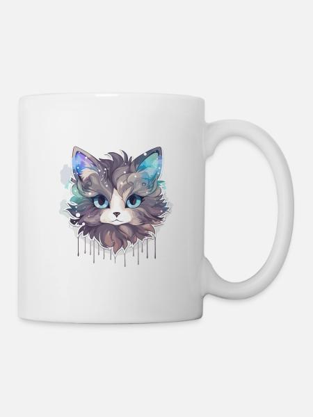 Katze - Illustration - Tasse - Weiß