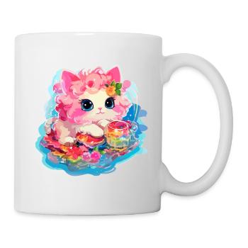 Chat - illustration - Mug blanc - blanc - Droite