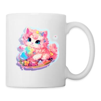 Chat - illustration - Mug blanc - blanc - Droite