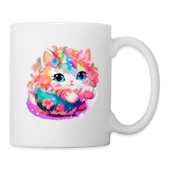 Chat - illustration - Mug blanc - blanc - Droite