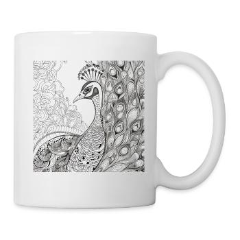 Peacock T-Shirt, Mug, Hood Dress - Mug - white - Right