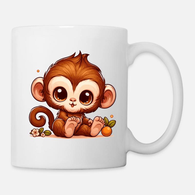 AFFE ÄFFCHEN BANANE BAUM TIER ZOO KLETTERN BABY - Tasse - Weiß