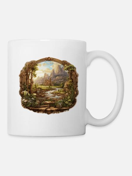 Landschaft - Illustration - Tasse - Weiß