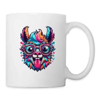 ALPAKA NERD BRILLE VERRÜCKT CRAZY BUNT REGENBOGEN - Tasse - Weiß - Rechts