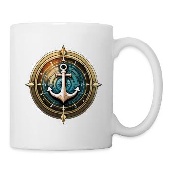 ancre de bateau, boussole, marine, marin - Mug blanc - blanc - Droite