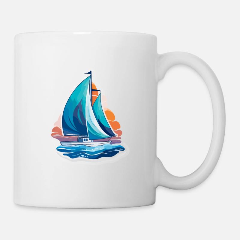 Voilier - illustration - Mug blanc - blanc
