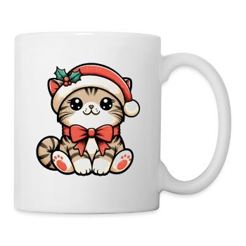HAUSKATZE MIEZE KÄTZCHEN HAUSTIER WEIHNACHTSMÜTZE - Tasse - Weiß - Rechts