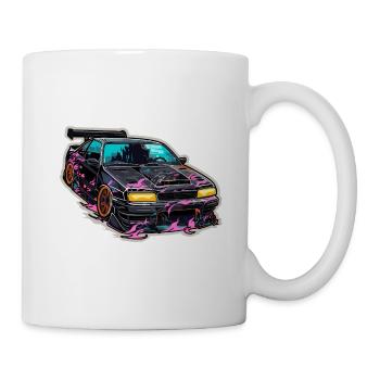 Auto - Illustration - Tasse - Weiß - Rechts