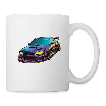 Auto - Illustration - Tasse - Weiß - Rechts