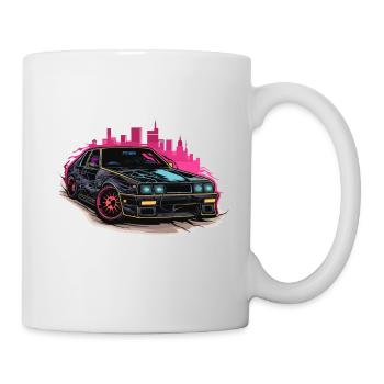 Auto - Illustration - Tasse - Weiß - Rechts