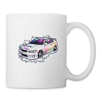 Auto - Illustration - Tasse - Weiß - Rechts