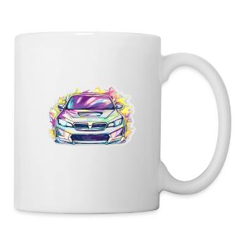 Auto - Illustration - Tasse - Weiß - Rechts