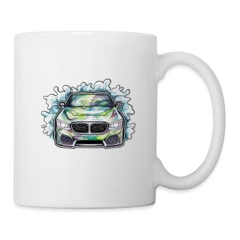 Auto - Illustration - Tasse - Weiß - Rechts