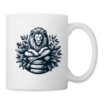 LION, ROCHE, CALME, MÉDITATION, FORCE, CONCENTRATION, SAVANE - Mug blanc - blanc - Droite