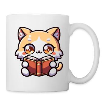 Katze liest Buch Kätzchen Bodysuit Druck - Tasse - Weiß - Rechts