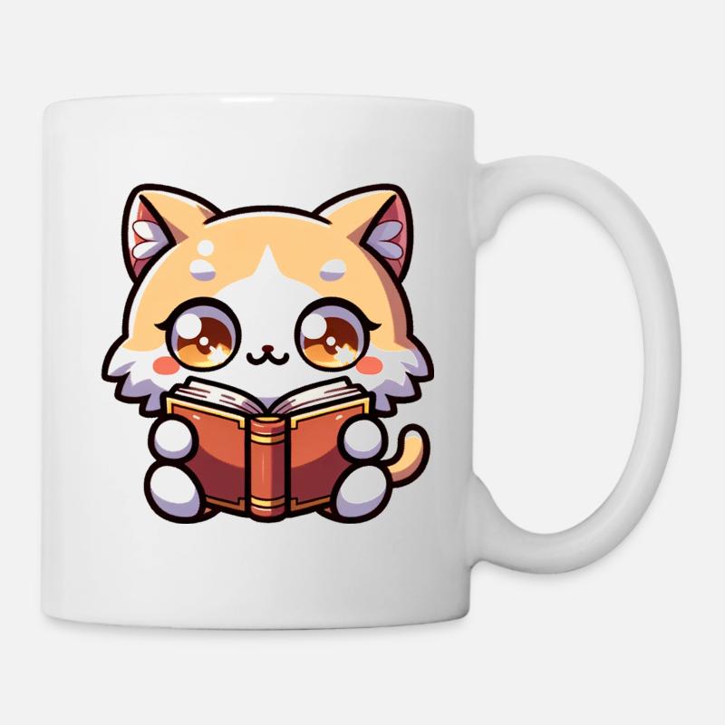 Katze liest Buch Kätzchen Bodysuit Druck - Tasse - Weiß