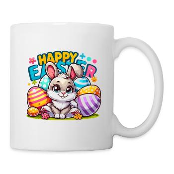 Happy Easter - Easter Bunny Illustration - Tasse - Weiß - Rechts