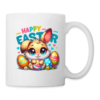 Happy Easter - Easter Bunny Illustration - Mug - white - Right