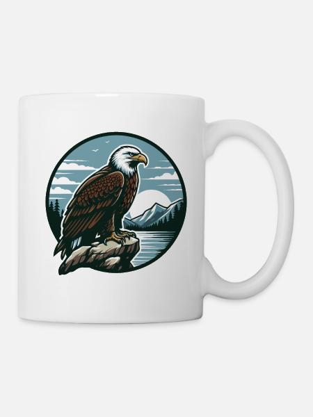 EAGLE, BIRD OF PREY, HAWK, HUNTER, FLIGHT, MAJESTY, FEATHER - Mug - white