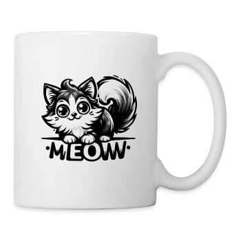 Meow - Katze Illustration - Tasse - Weiß - Rechts