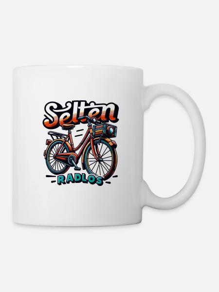 Selten Radlos - Fahrrad Illustration - Tasse - Weiß