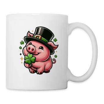 LUCKY PIG SHAMROCK TOP HAT LUCK PROSPERITY - Mug - white - Right